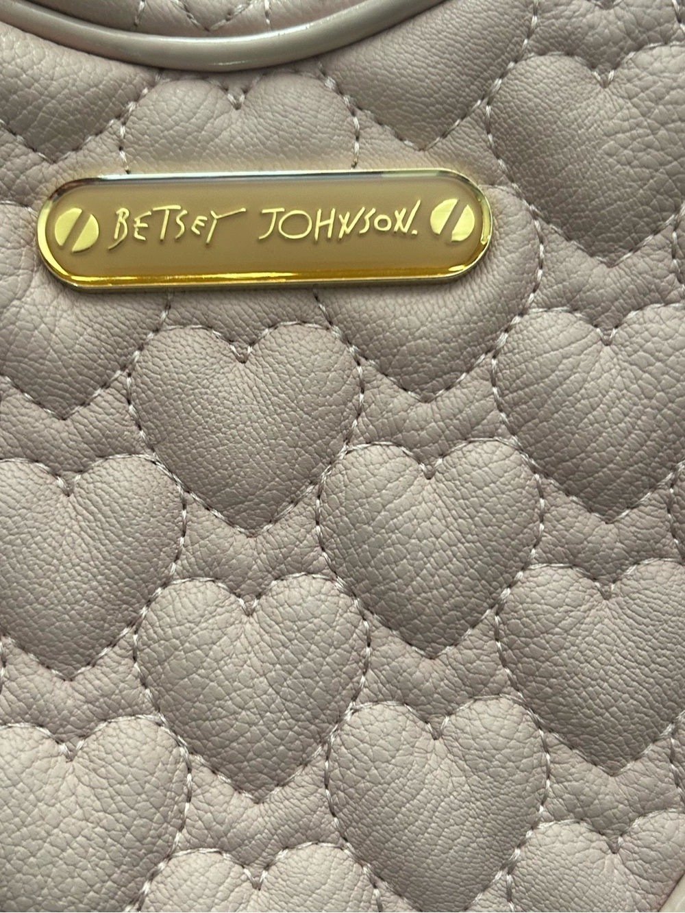 Betsey Johnson Soft Blush Heart Quilted Mini Crossbody with Gold Chain - Picture 2 of 5